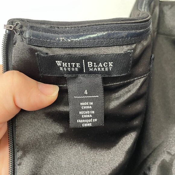 White House Black Market Strapless Lace Striped Bandage Fit and Flare Dress Sz.4 - Picture 11 of 11